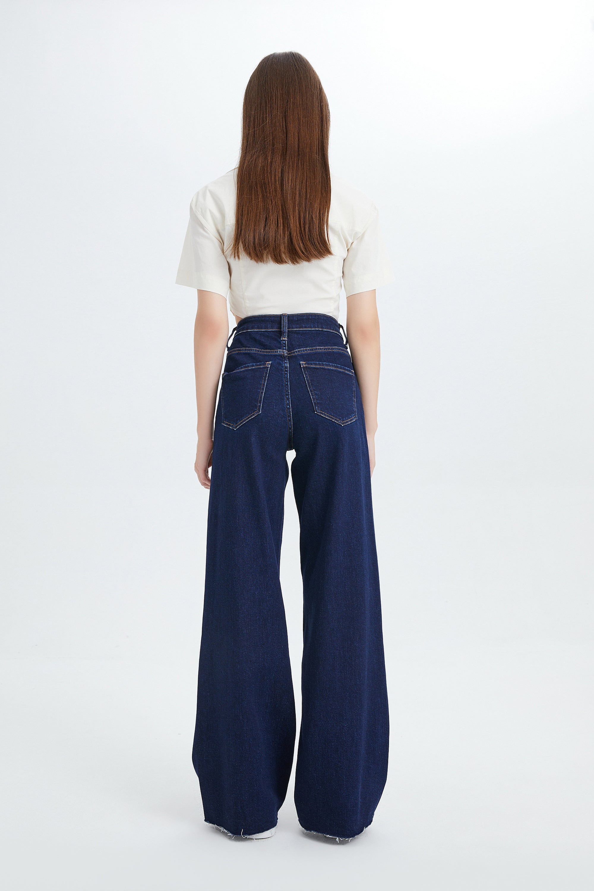 ONESO High Rise Wide Leg Jeans Deep Wash Plus Size