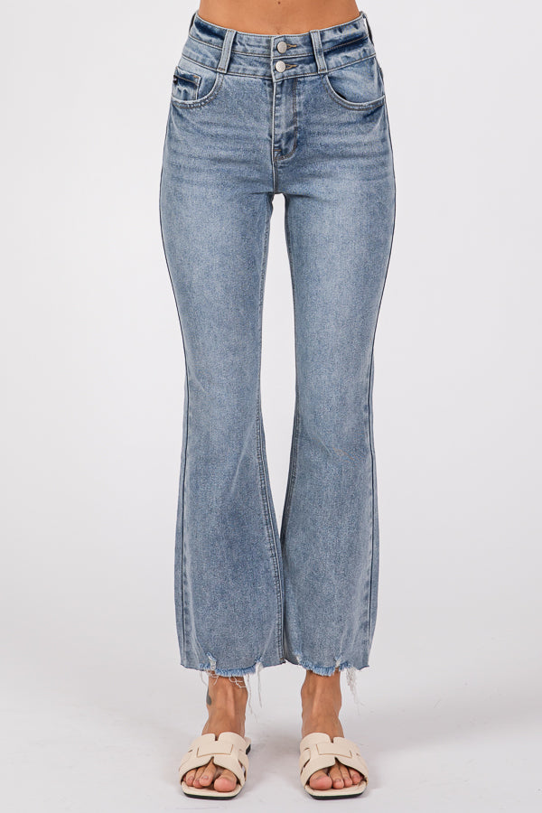 Women's Flare Jeans Mid Waisted Wide Leg Jeans