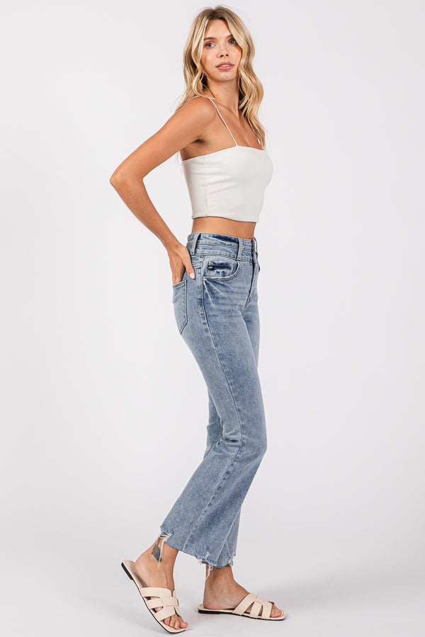 Women's Flare Jeans Mid Waisted Wide Leg Jeans