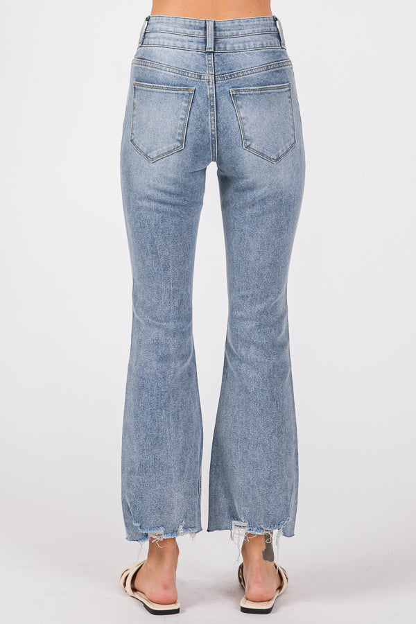 Women's Flare Jeans Mid Waisted Wide Leg Jeans