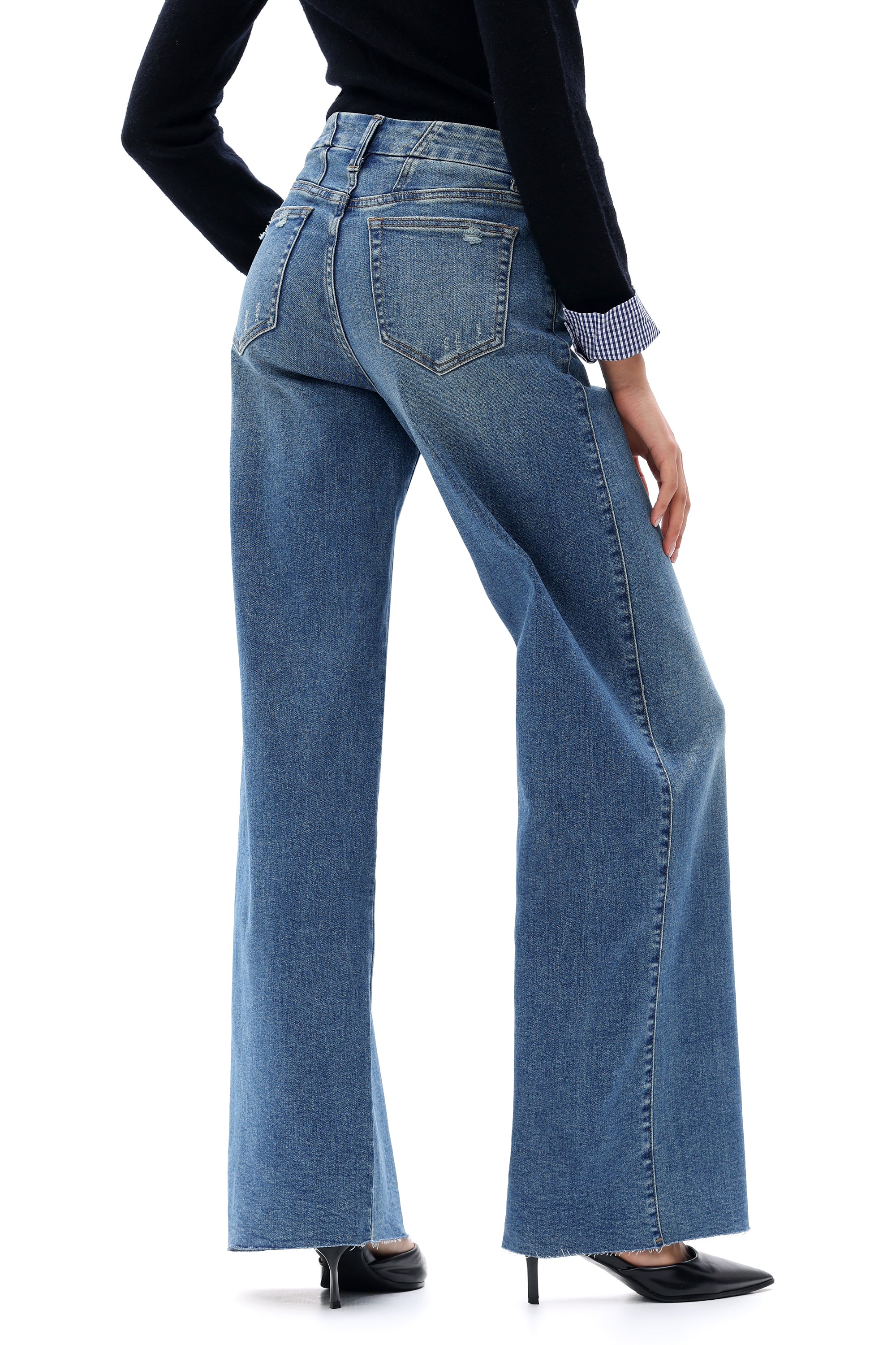 ONESO Retro Mid Rise Wide Leg Jeans