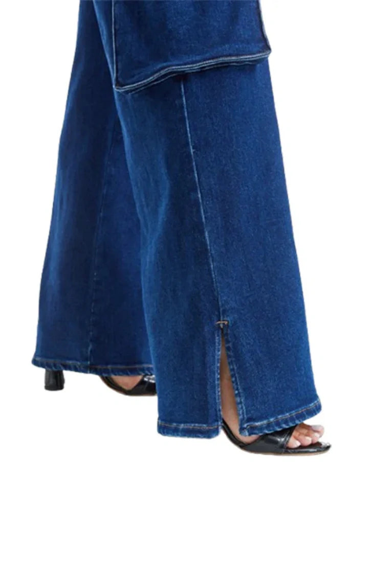 Vintage Snowflake Wide Leg Jeans with Oversized Side Pockets