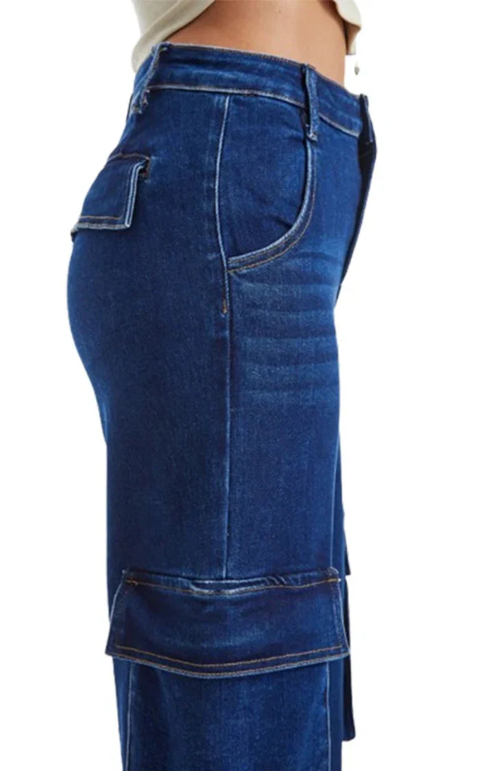 ONESO Vintage Snowflake Wide Leg Jeans with Oversized Side Pockets - Onesodenim