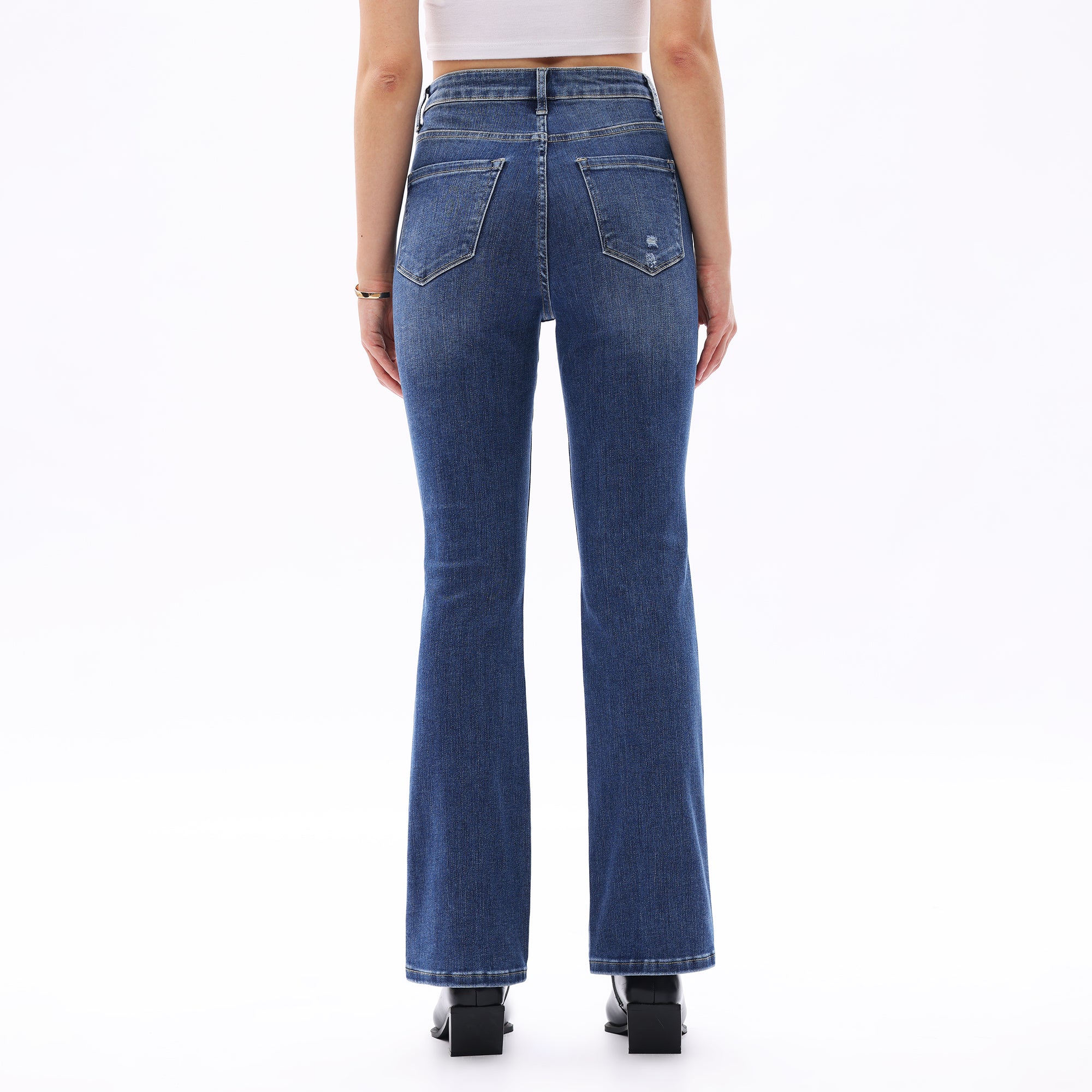 ONESO Classic Straight Leg High Rise Jeans Casual Distressed Denim Vintage Wash Women Jeans