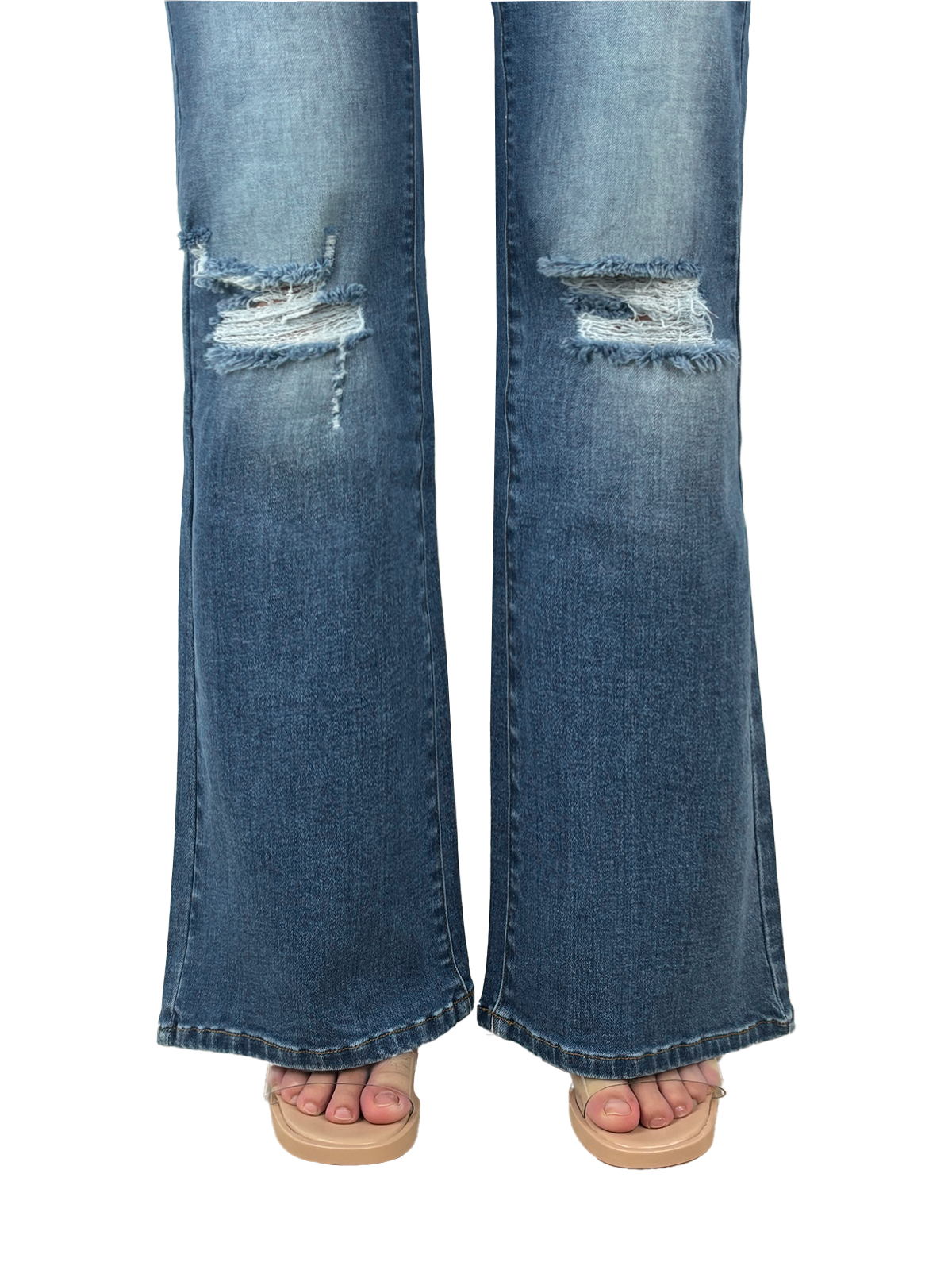 Women Bootcut Ripped Wide Leg Jeans