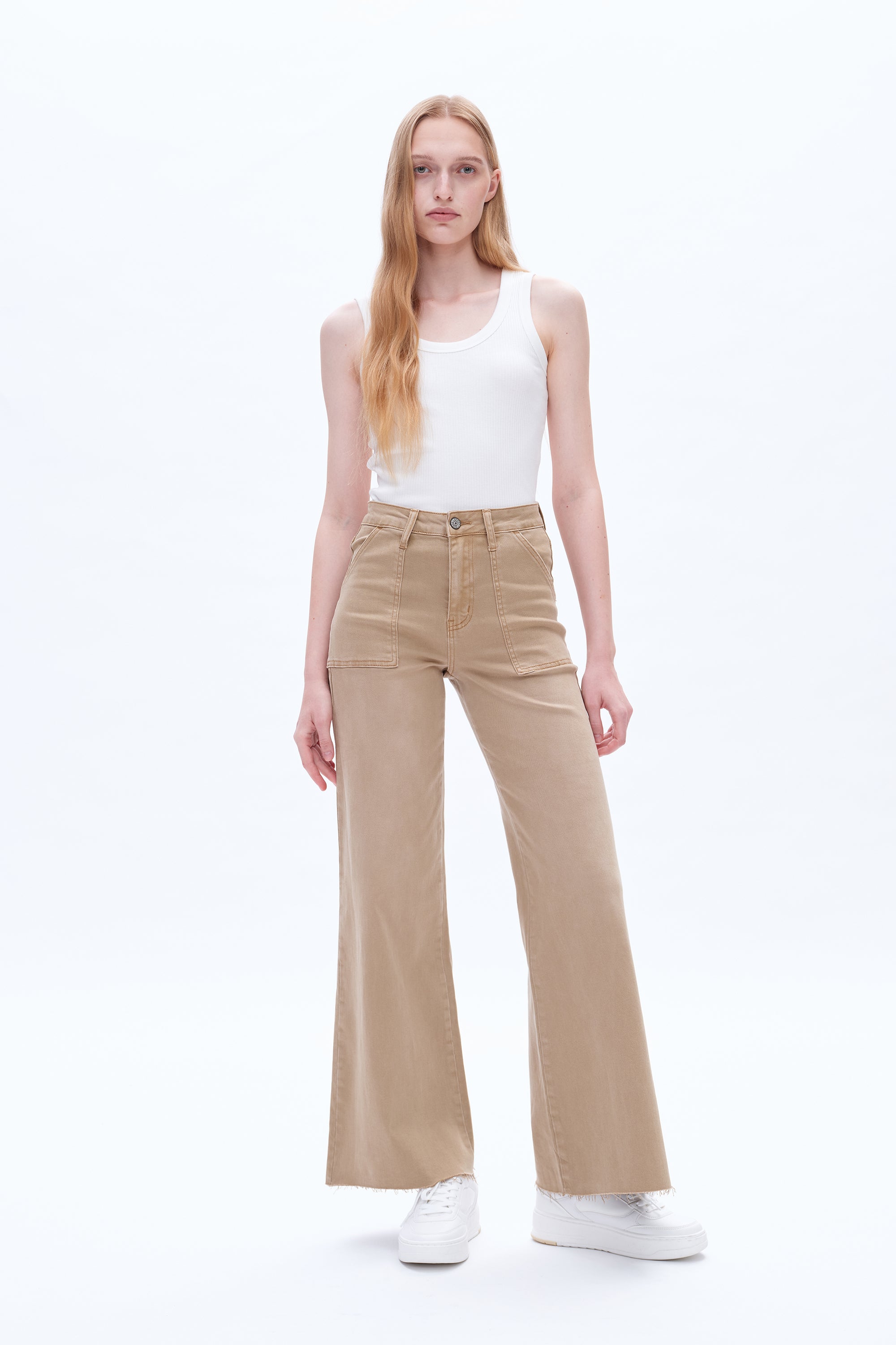 ONESO Utility Patch Pocket High Rise Wide Leg Jeans