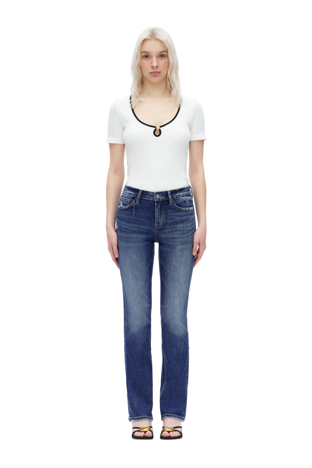 ONESO Vintage Mid Rise Slim Straight Jeans