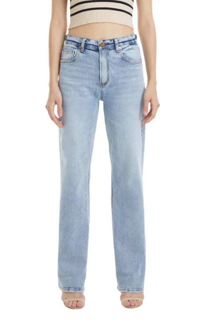 High Rise Stretch Relaxed Straight Jeans