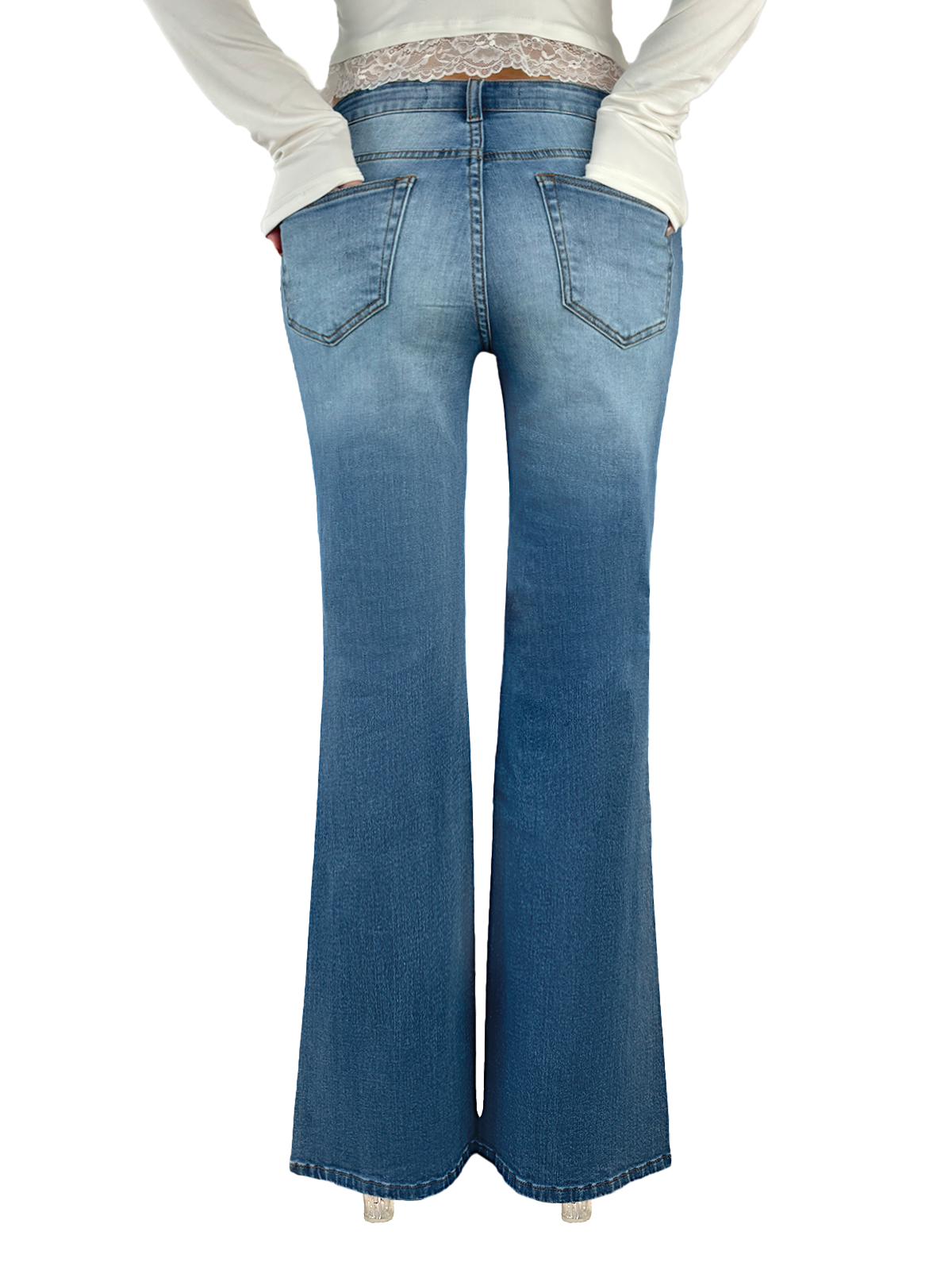 Women Bootcut Ripped Wide Leg Jeans