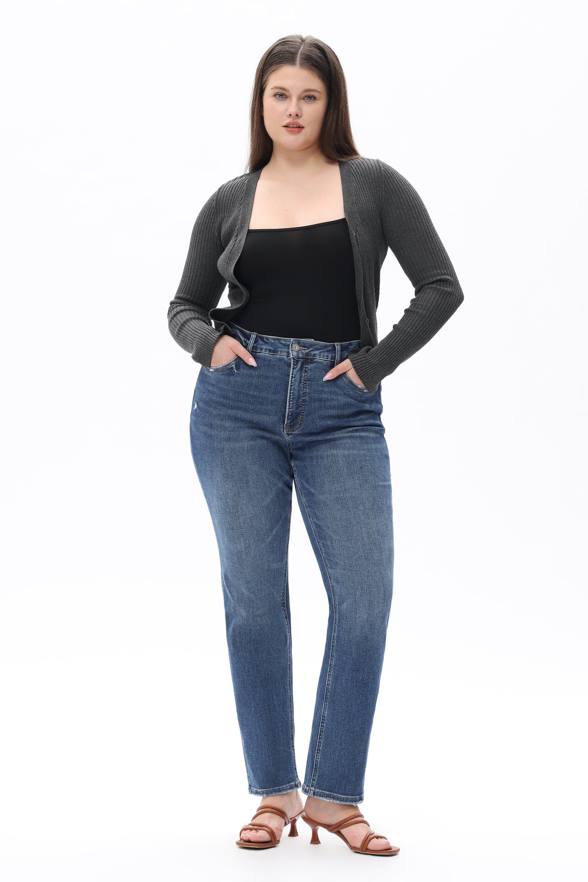 ONESO Vintage Mid Rise Slim Straight Plus Jeans
