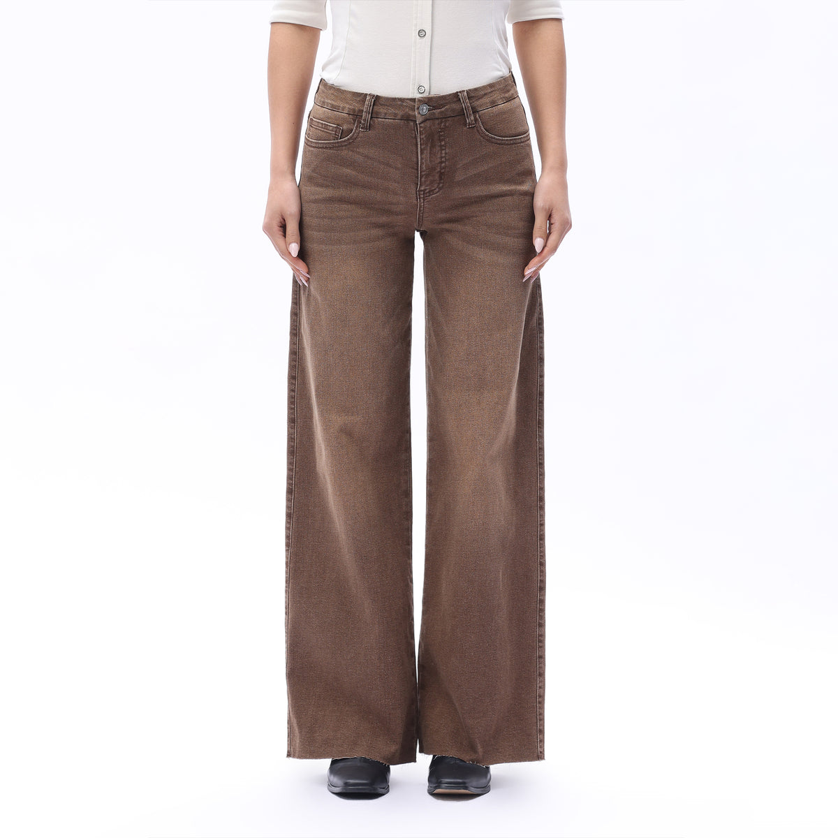 ONESO Earthy Mid Rise Wide Leg Jeans