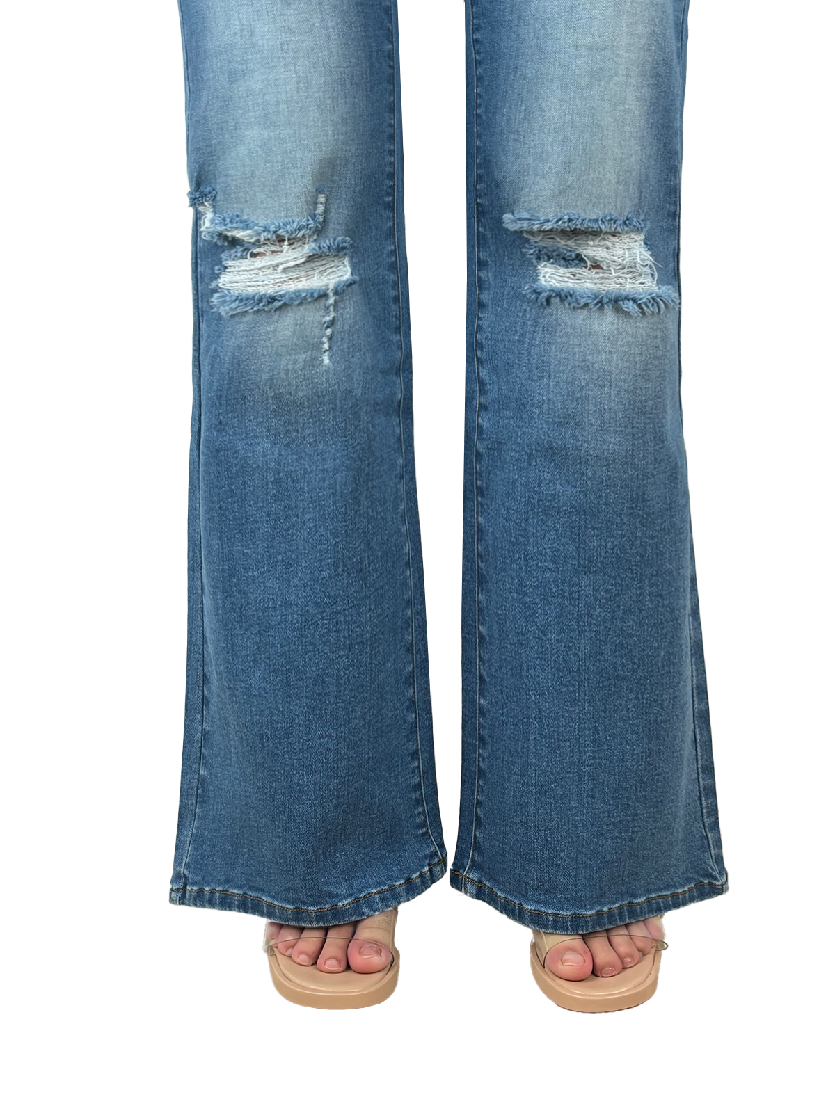 Women Bootcut Ripped Wide Leg Jeans