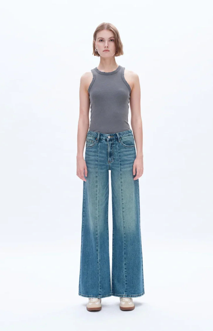 High Rise Stretch Wide Leg Vintage Jeans