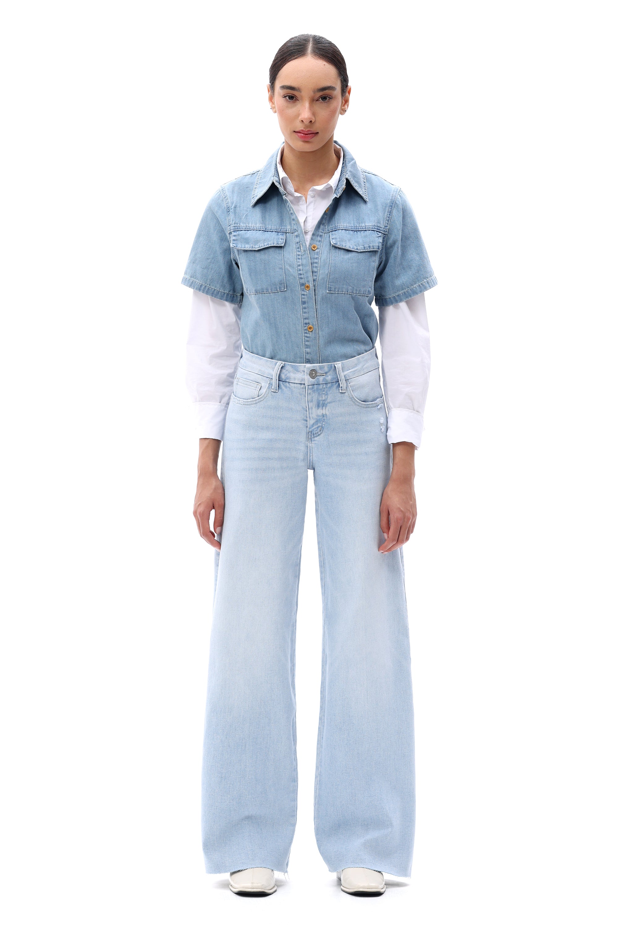 ONESO Effortless Mid Rise Wide Leg Jeans