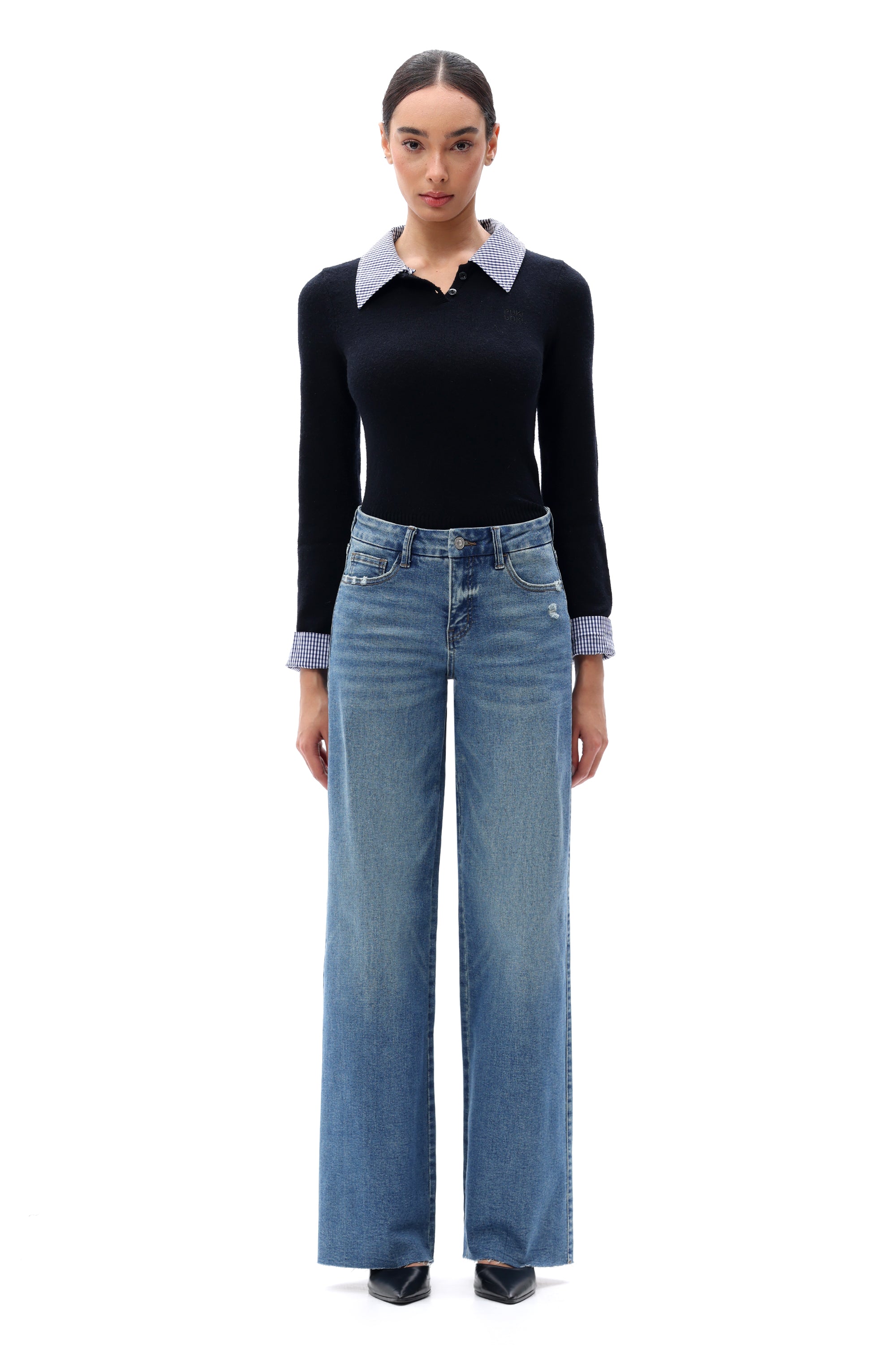 ONESO Retro Mid Rise Wide Leg Jeans