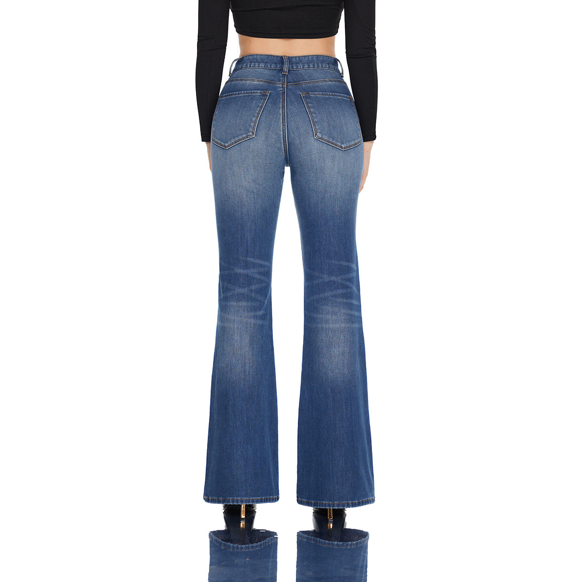 High Waisted Slim Flare Jeans