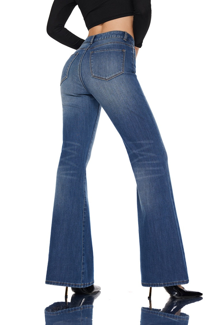 High Waisted Slim Flare Jeans