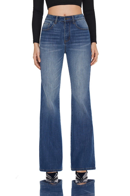 High Waisted Slim Flare Jeans