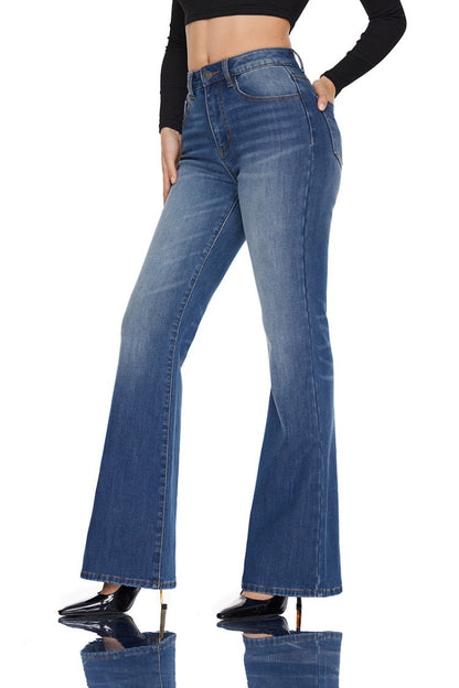 High Waisted Slim Flare Jeans