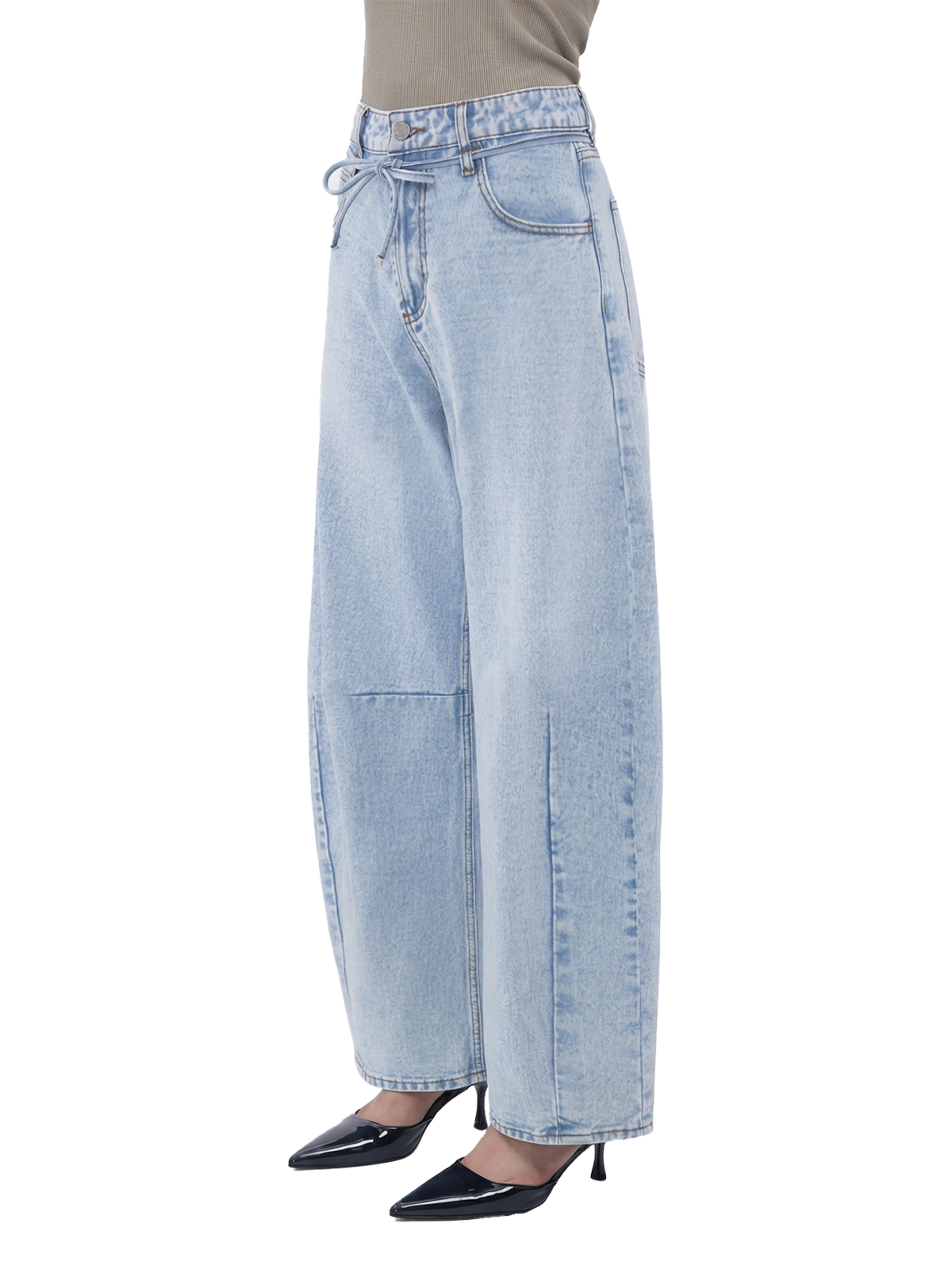 ONESO Women's High Waist Baggy Barrel Leg Jeans