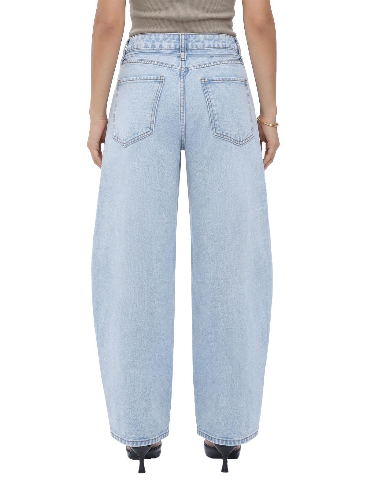 ONESO Women's High Waist Baggy Barrel Leg Jeans