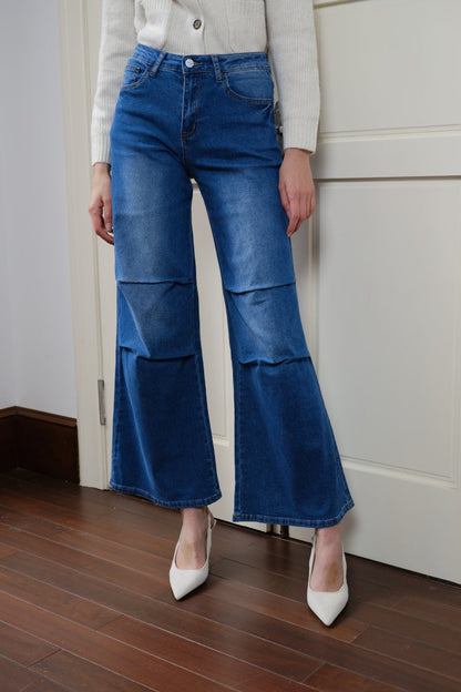 Womens Wide Leg Jeans Mid Waist Trendy Baggy