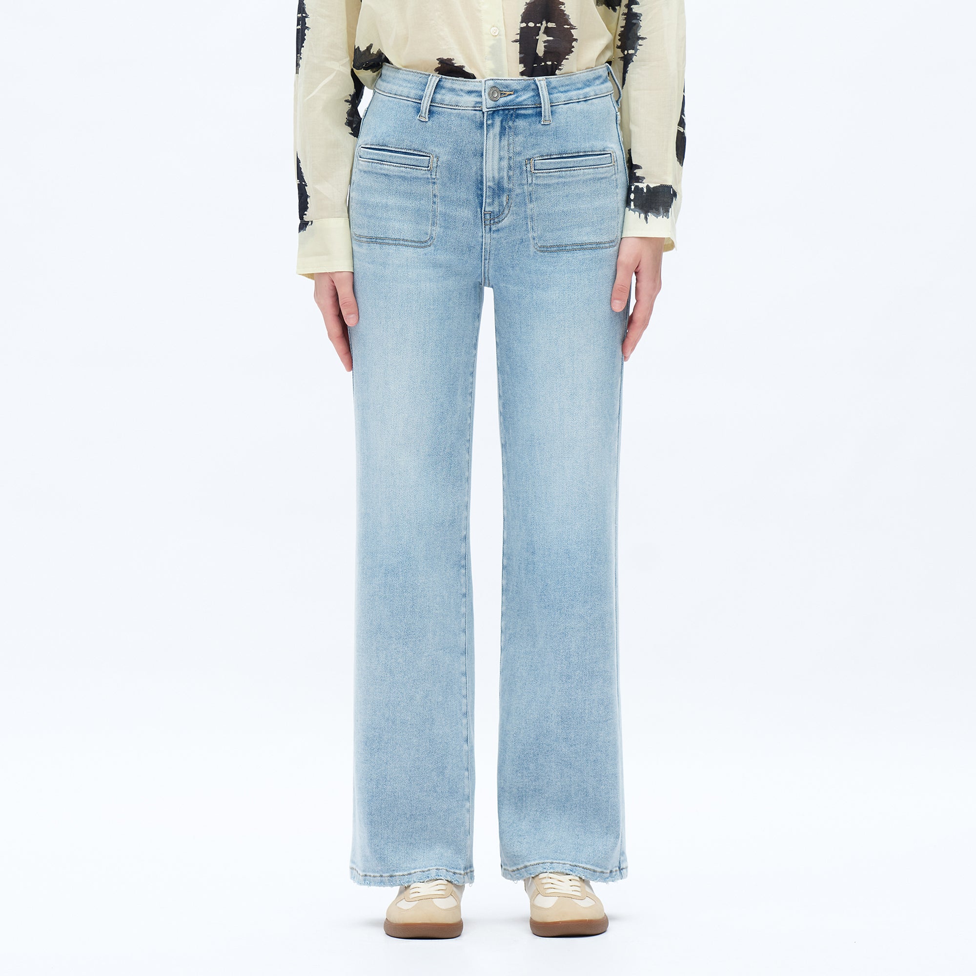 ONESO Women High Waist Wide Leg Jeans Retro Vintage Style Fit Comfortable Everyday Jeans