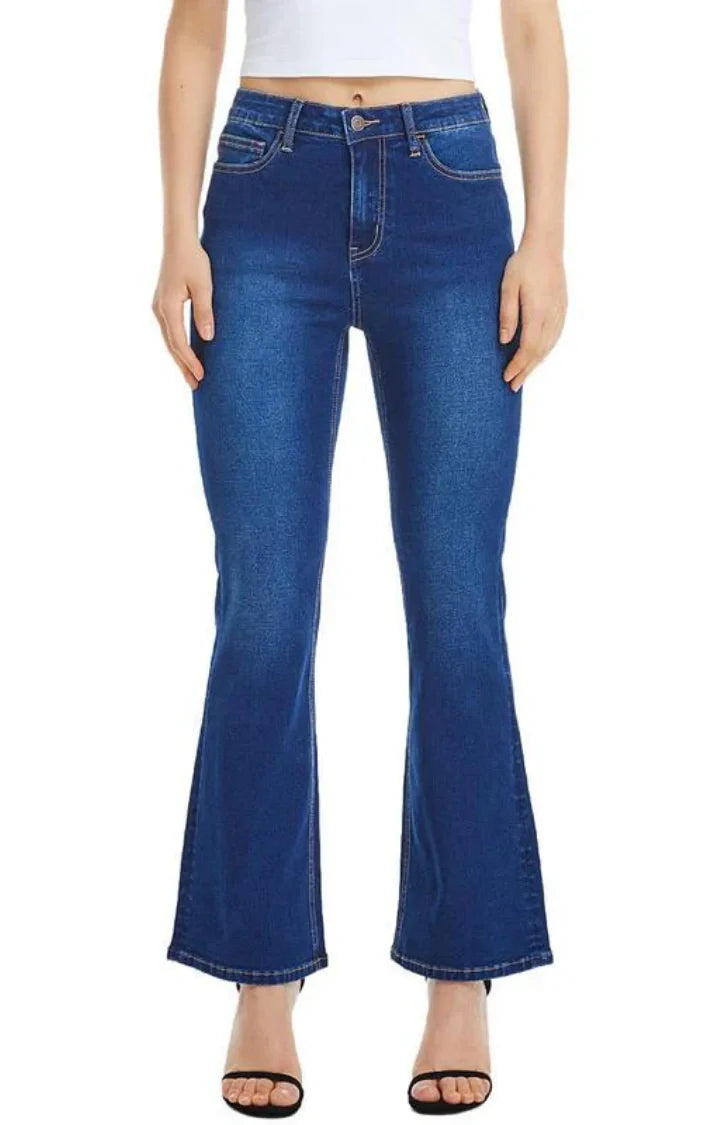 Mid Waist Flare Jeans Bottom Wide Leg Denim Pants