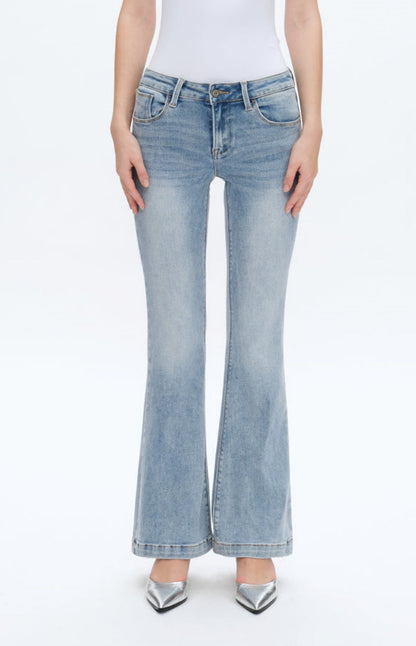 Mid Waisted Stretch Flare Jeans