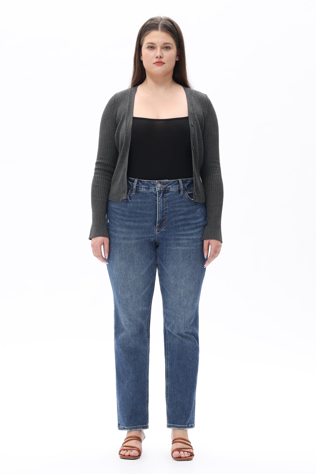 ONESO Vintage Mid Rise Slim Straight Plus Jeans