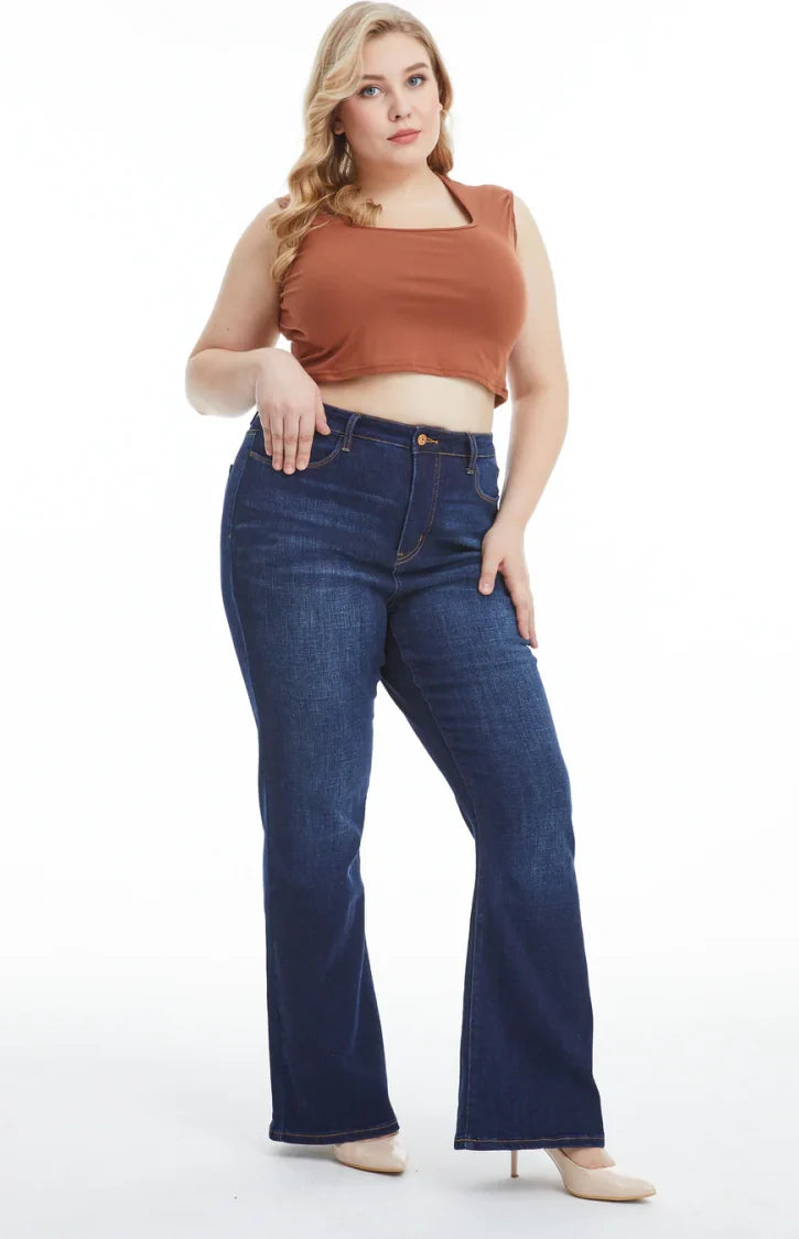 High Rise  Stretch Flare Plus Size Jeans