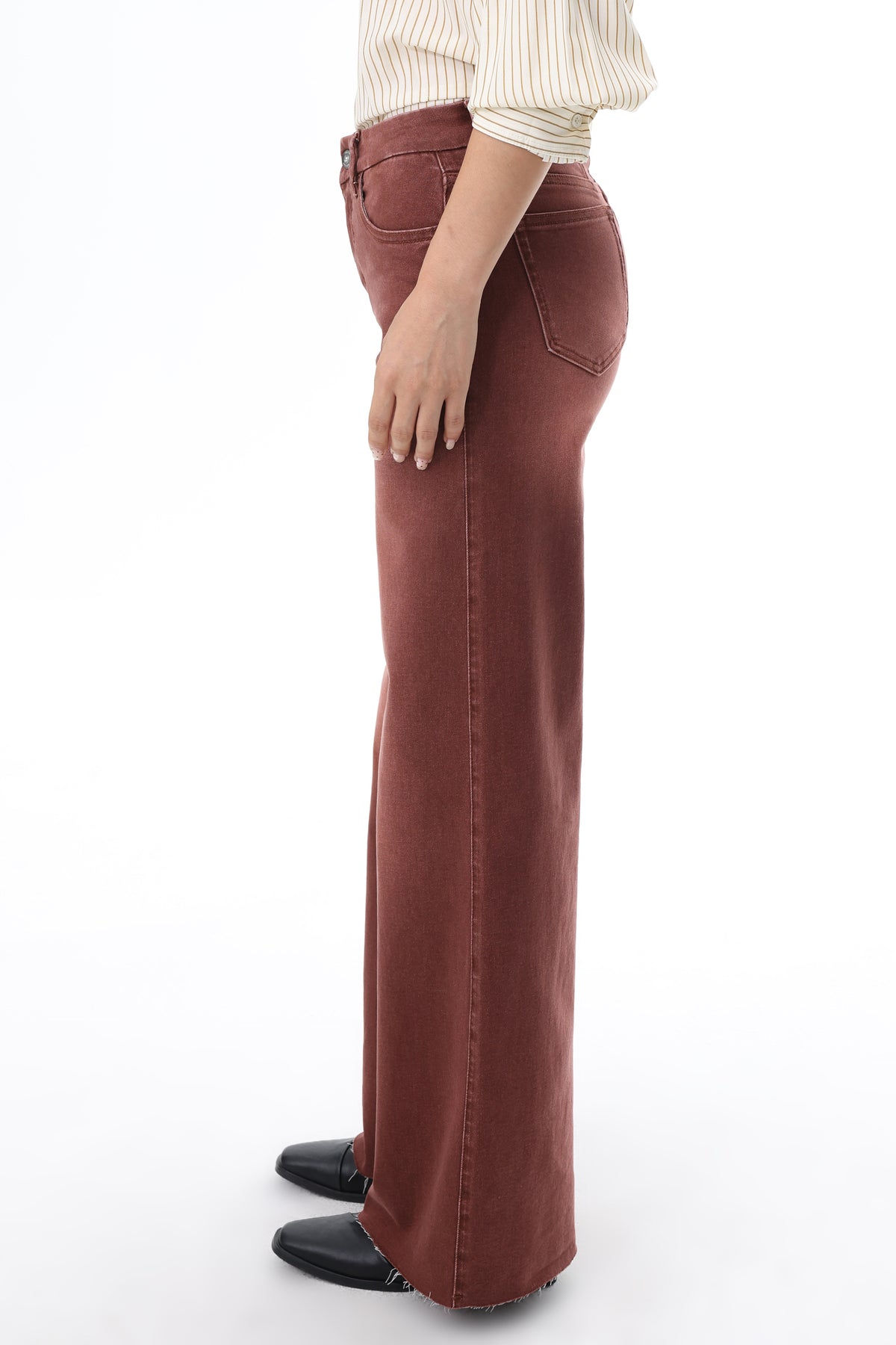 ONESO Rust Brown Mid Rise Wide Leg Jeans