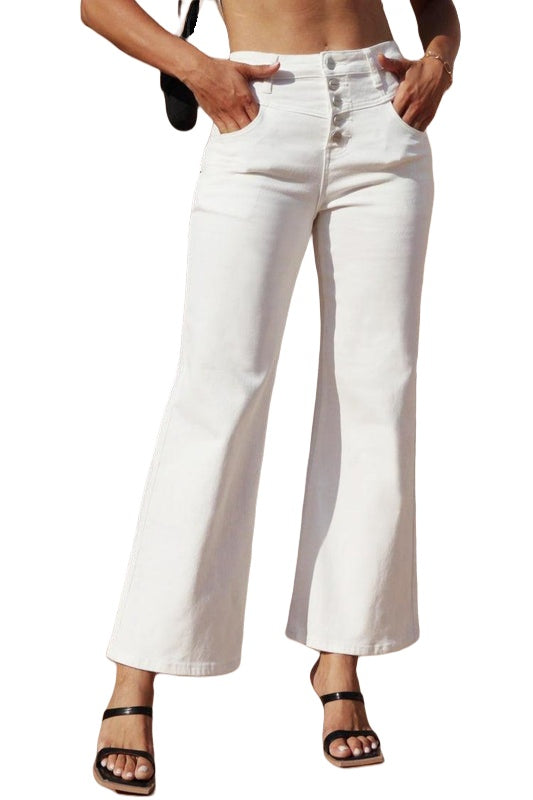 ONESO Women Flare Jeans High Waisted Button Fly Wide Leg Jeans