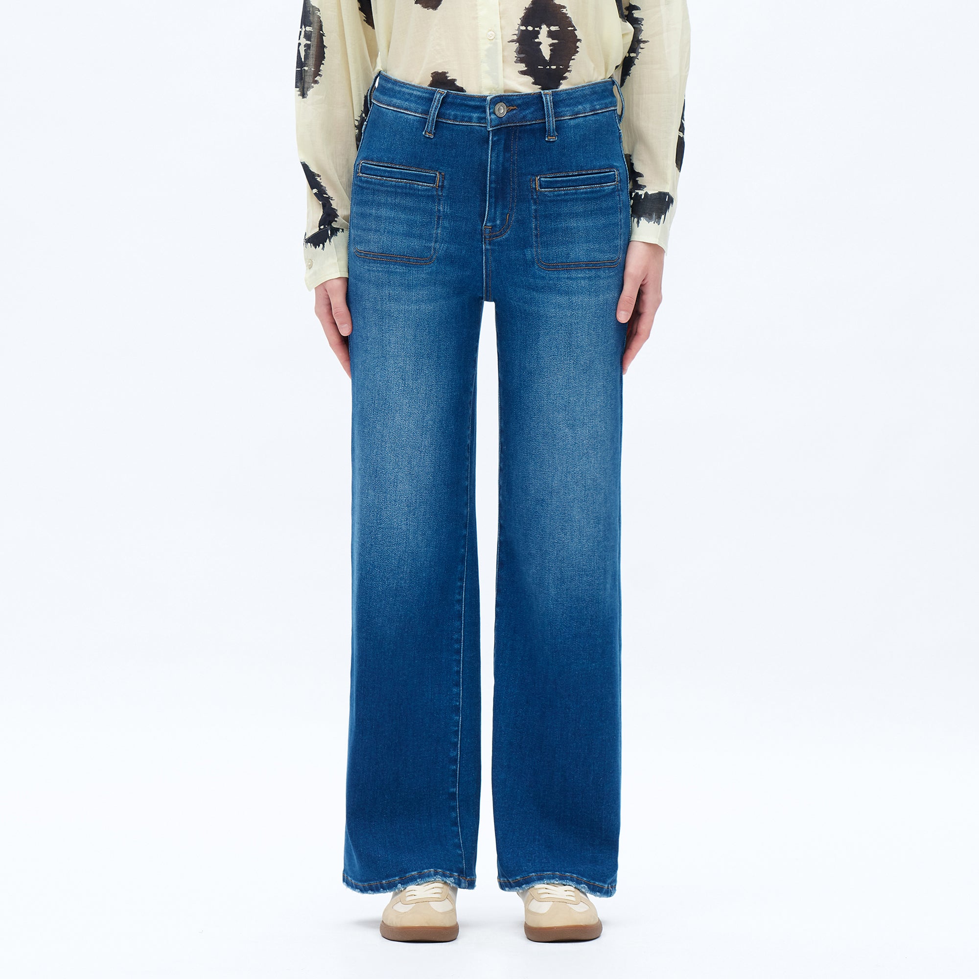 ONESO Women High Waist Wide Leg Jeans Retro Vintage Style Fit Comfortable Everyday Jeans