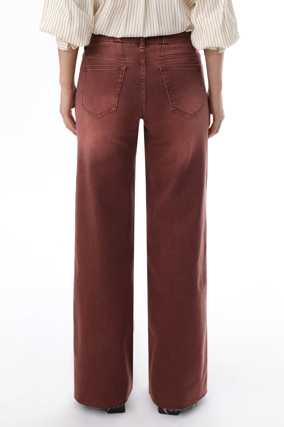 ONESO Rust Brown Mid Rise Wide Leg Jeans