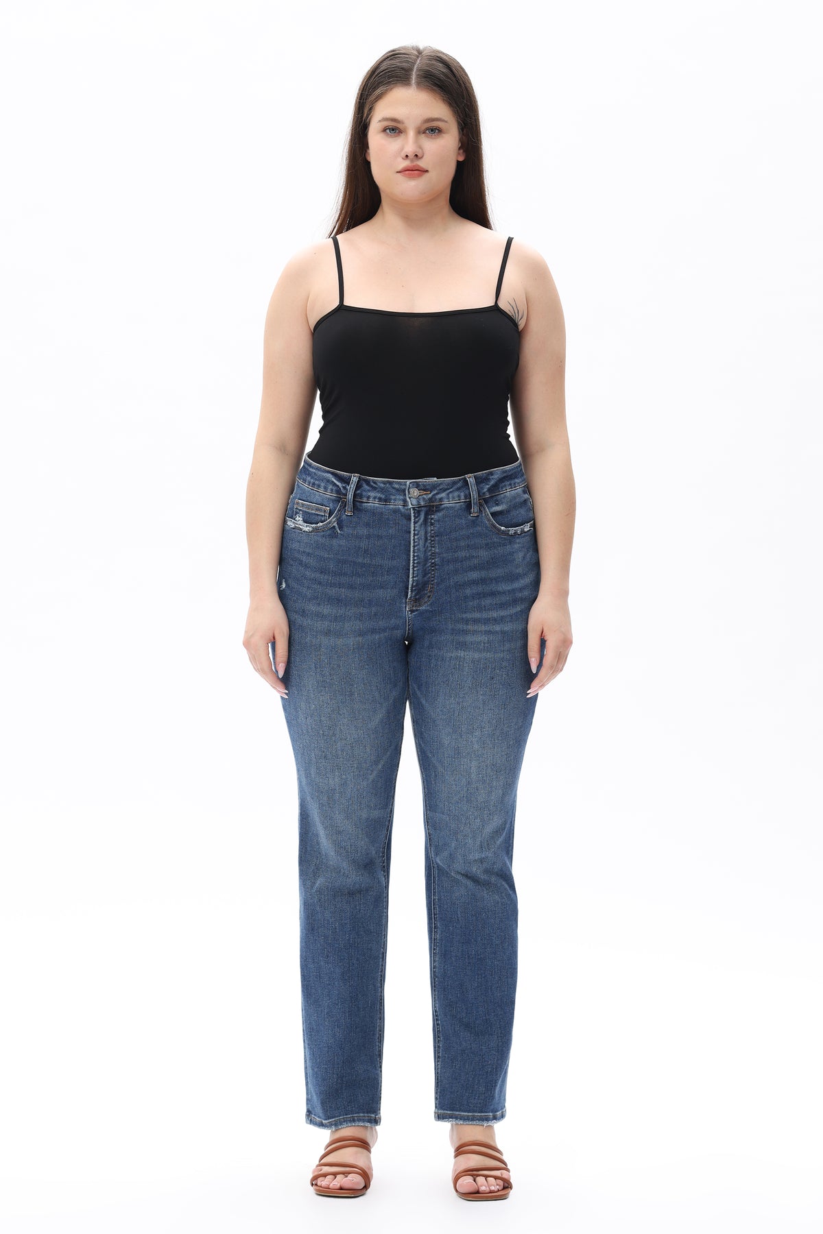 ONESO Vintage Mid Rise Slim Straight Plus Jeans