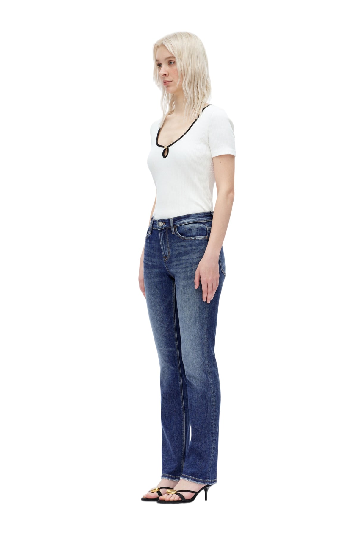 ONESO Vintage Mid Rise Slim Straight Jeans