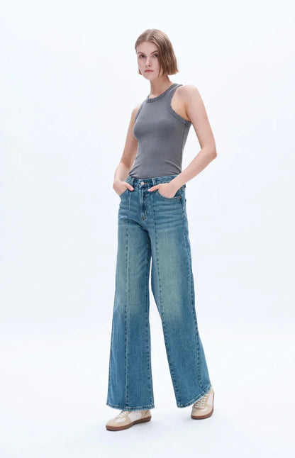 High Rise Stretch Wide Leg Vintage Jeans