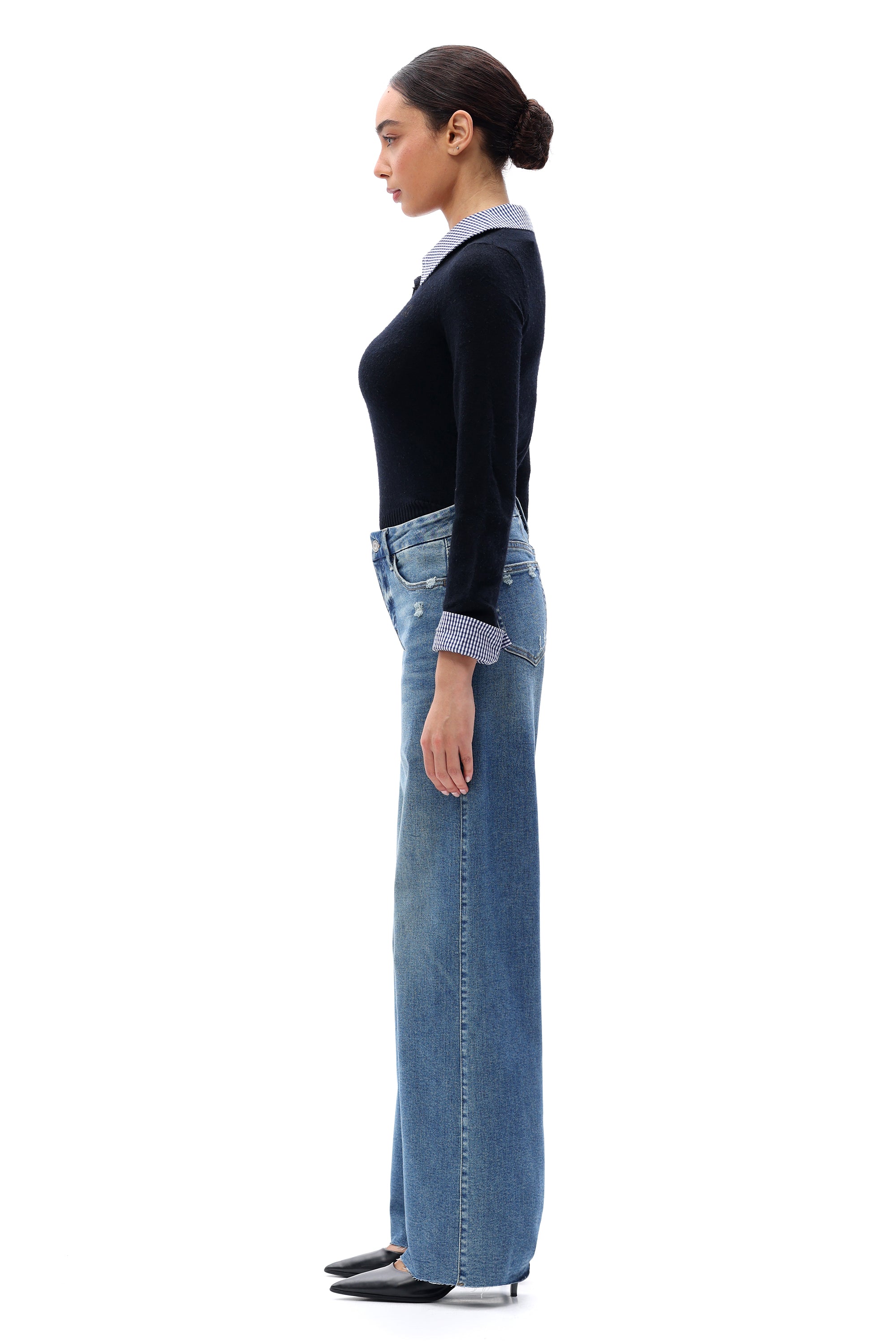 ONESO Retro Mid Rise Wide Leg Jeans