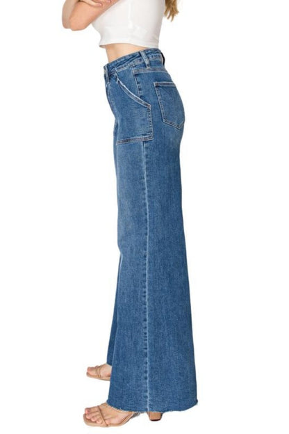 Utility Patch Pocket High Rise Wide Leg Jeans