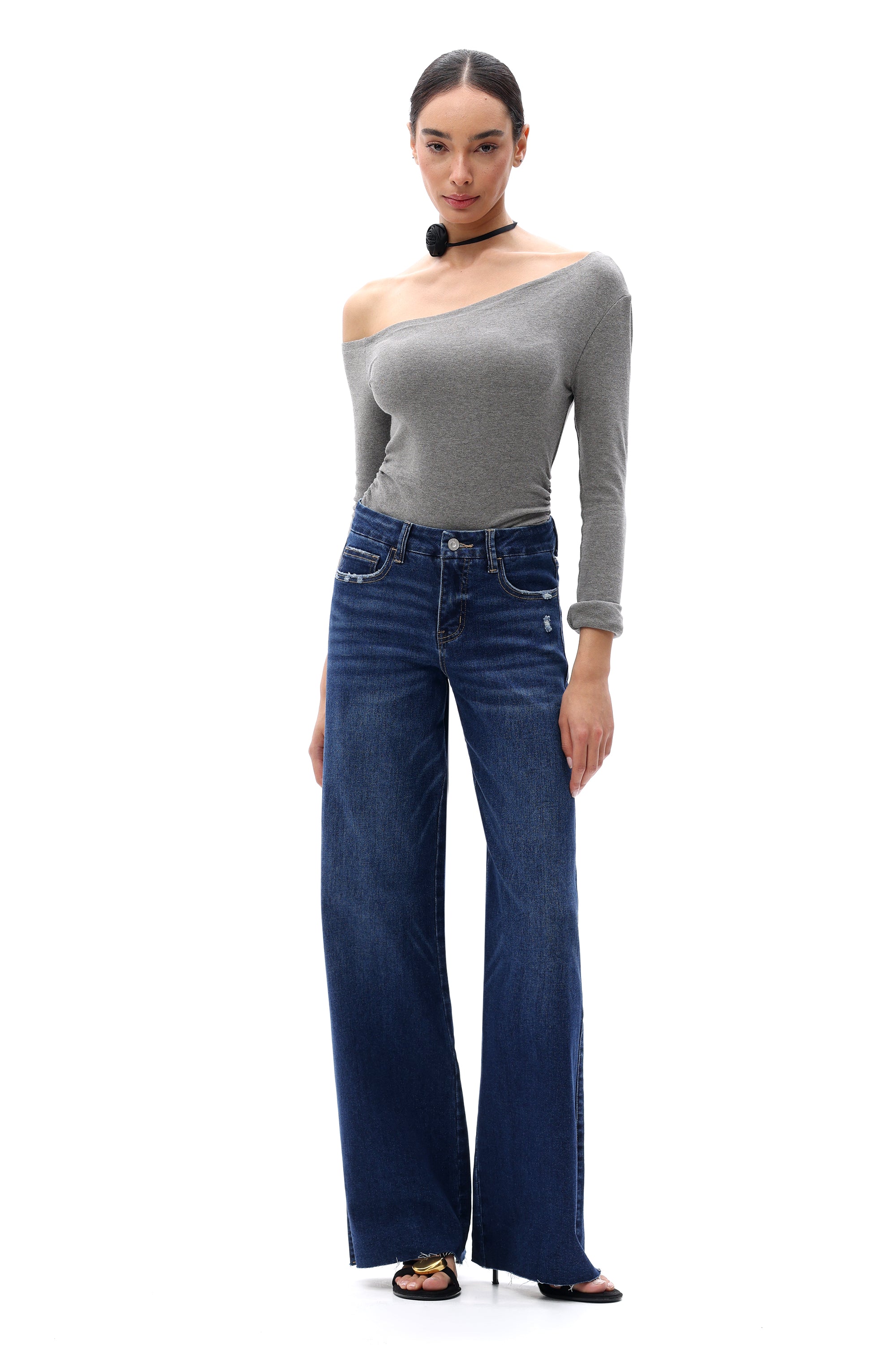 ONESO Coastal-Inspired Mid Rise Wide Leg Jeans