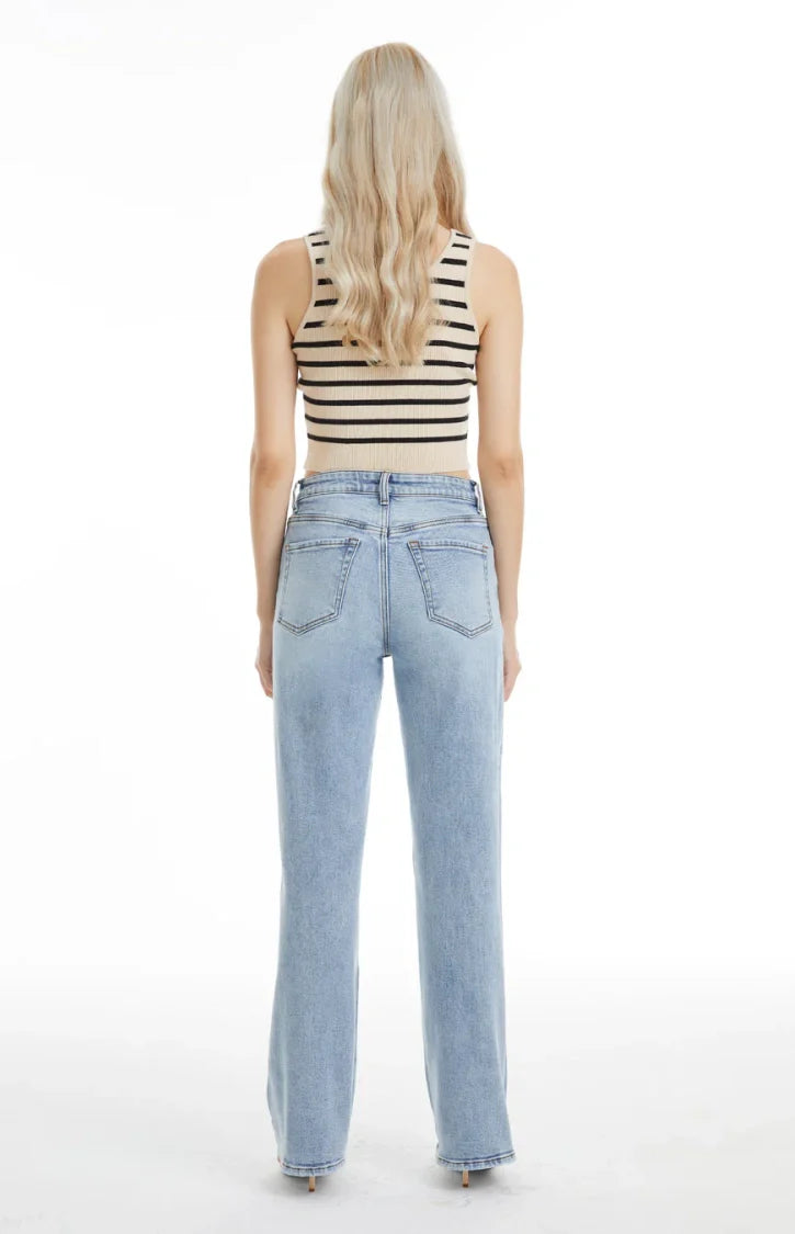 High Rise Stretch Relaxed Straight Jeans