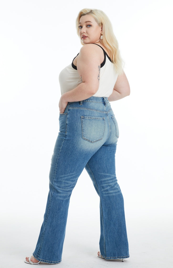 Super High Rise Stretch Bootcut Jeans  Pants Plus Size