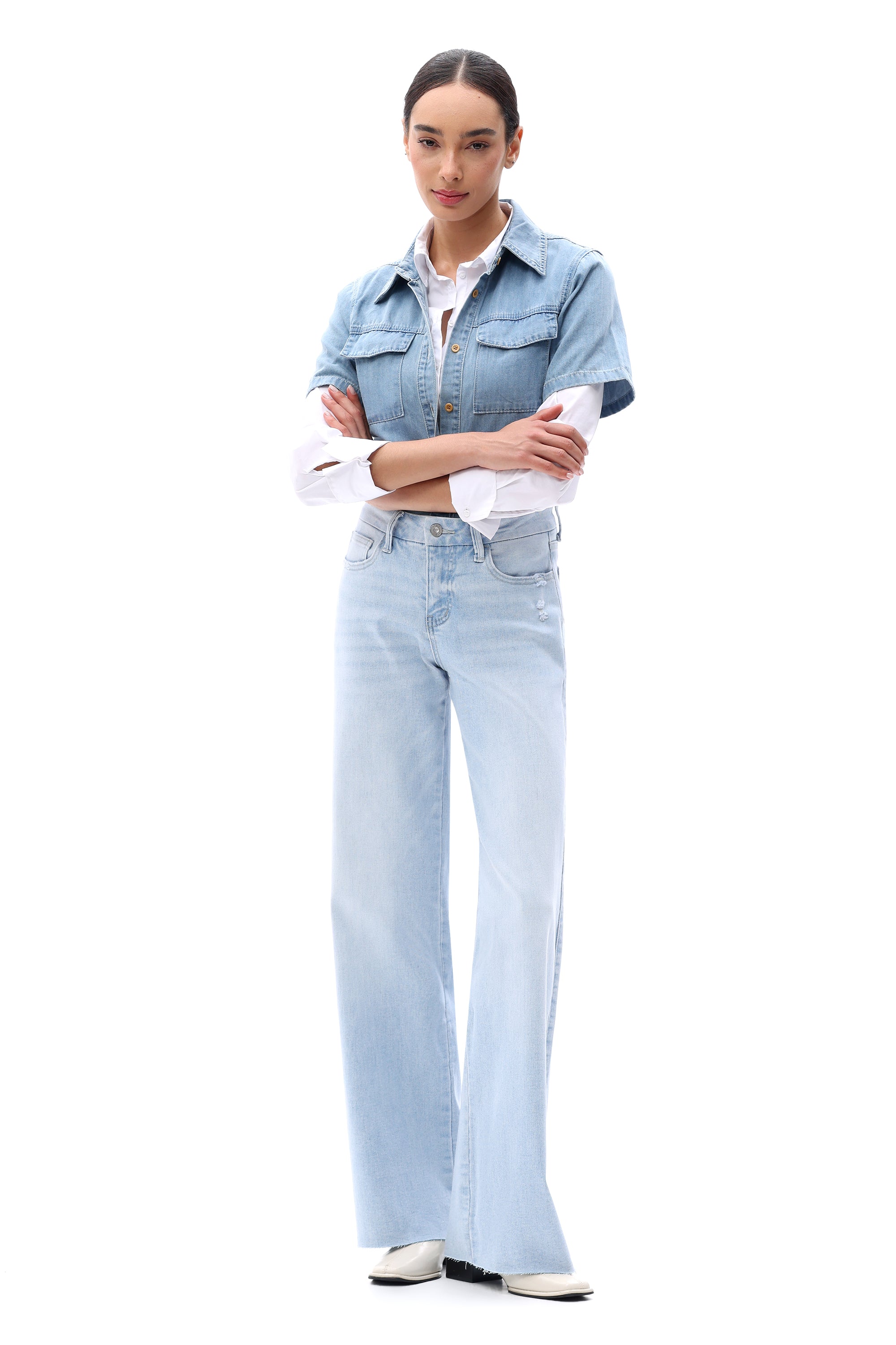 ONESO Effortless Mid Rise Wide Leg Jeans