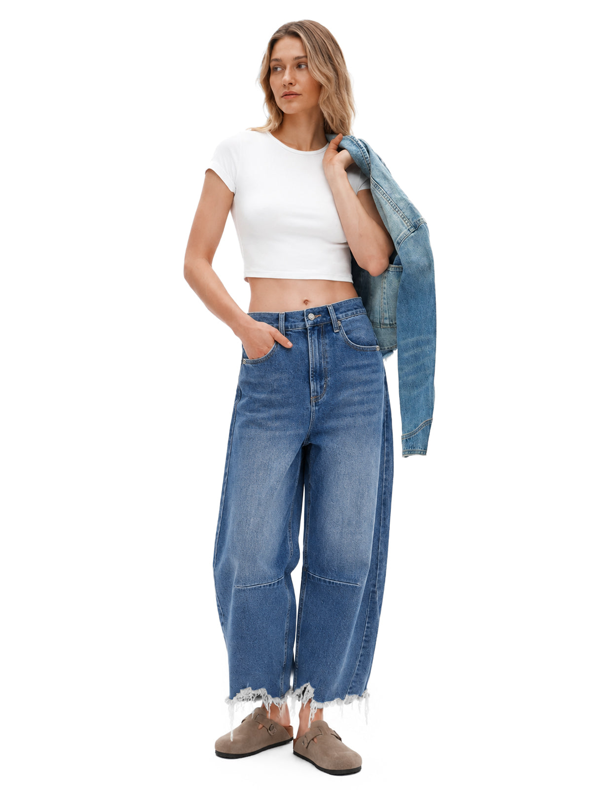 ONESO Effortless High Rise Barrel Jeans