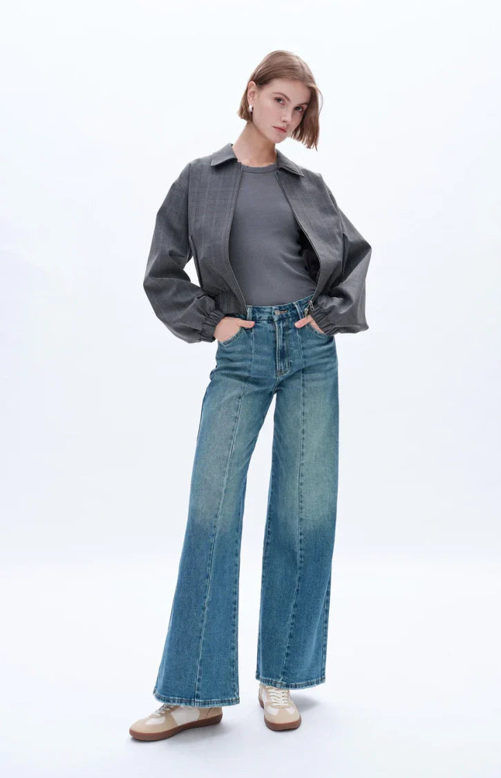 High Rise Stretch Wide Leg Vintage Jeans