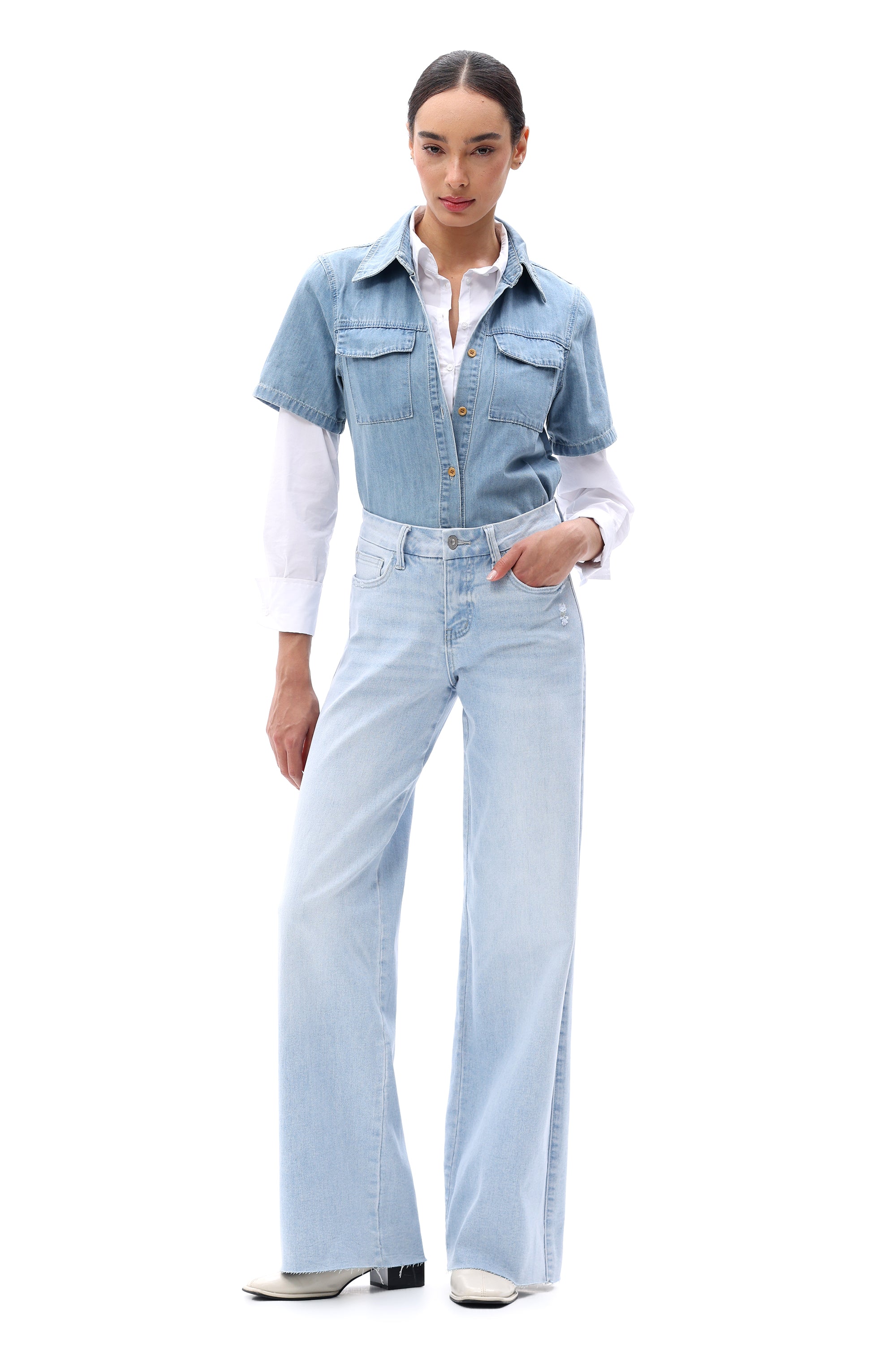 ONESO Effortless Mid Rise Wide Leg Jeans