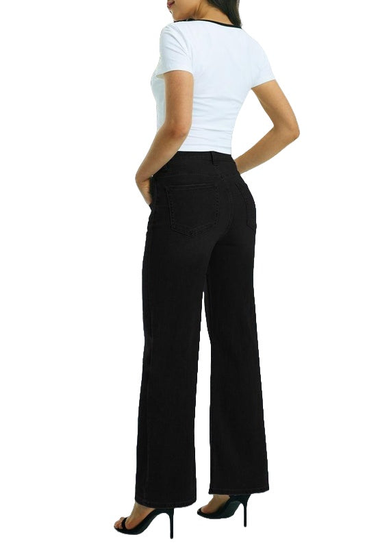 ONESO Women Flare Jeans High Waisted Button Fly Wide Leg Jeans