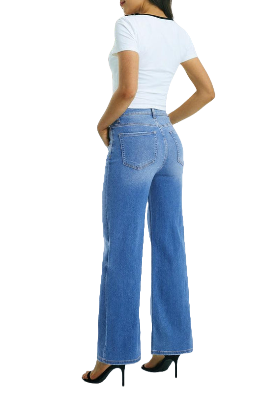 ONESO Women Flare Jeans High Waisted Button Fly Wide Leg Jeans