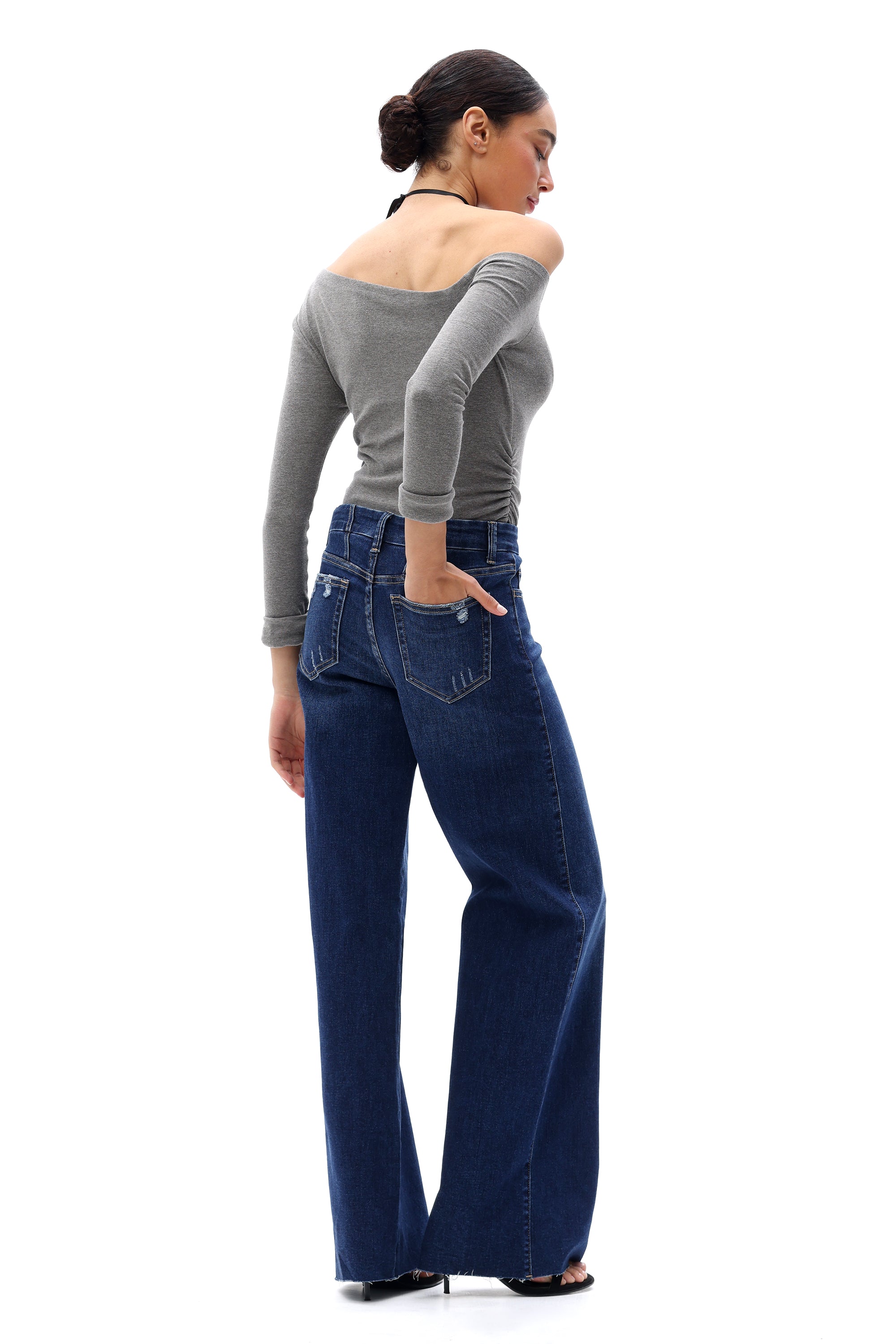 ONESO Coastal-Inspired Mid Rise Wide Leg Jeans